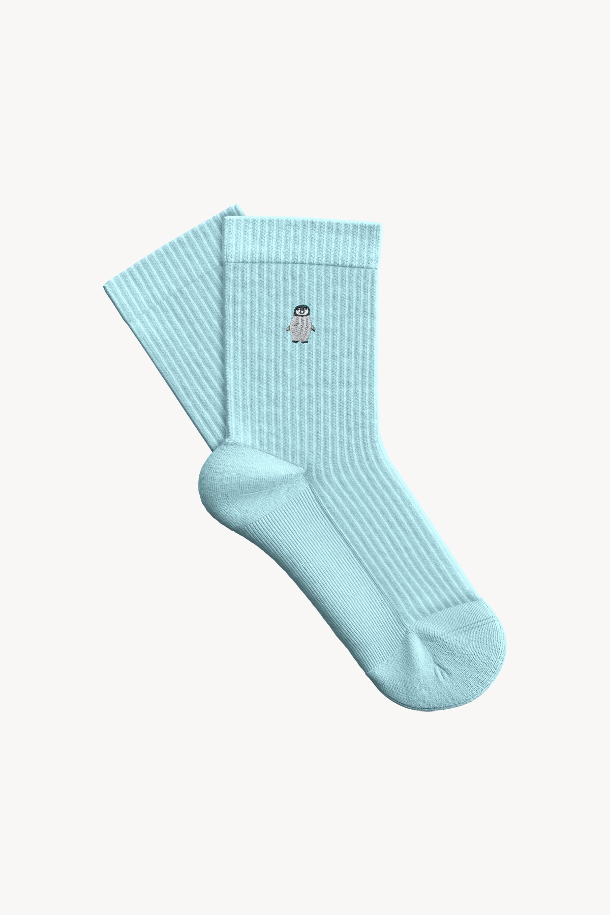 Baby Emperor Penguin Towel Socks - Light Blue