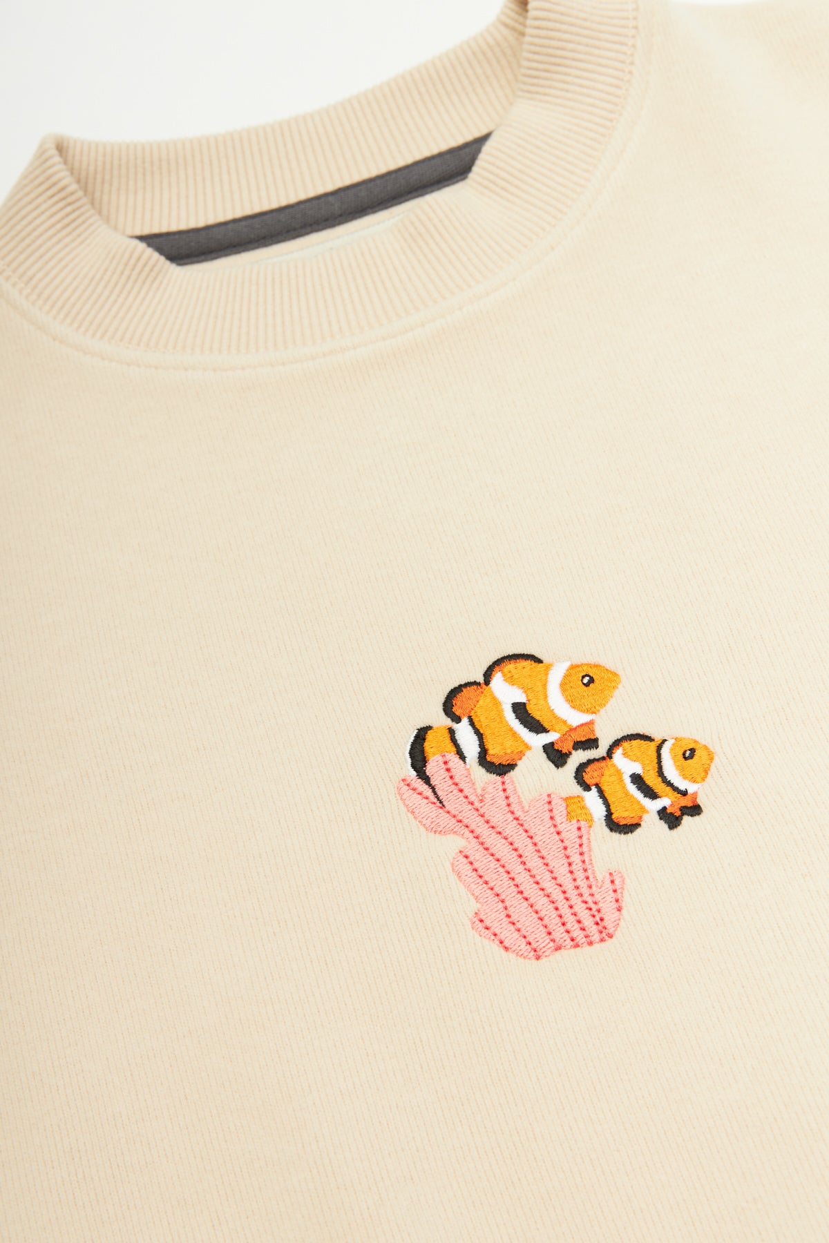 Clownfish Crop Sweatshirt - Parchment Beige