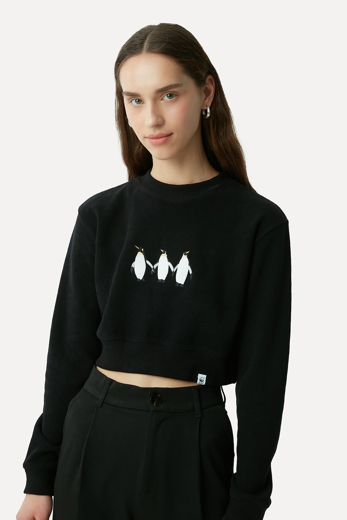 3 Penguin Crop Sweatshirt - Black