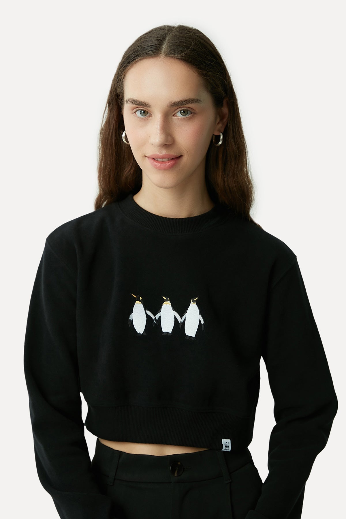 3 Penguin Crop Sweatshirt - Black