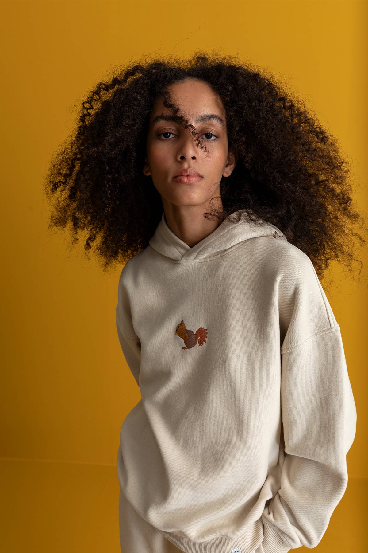 Squirrel Hoodie - Parchment Beige