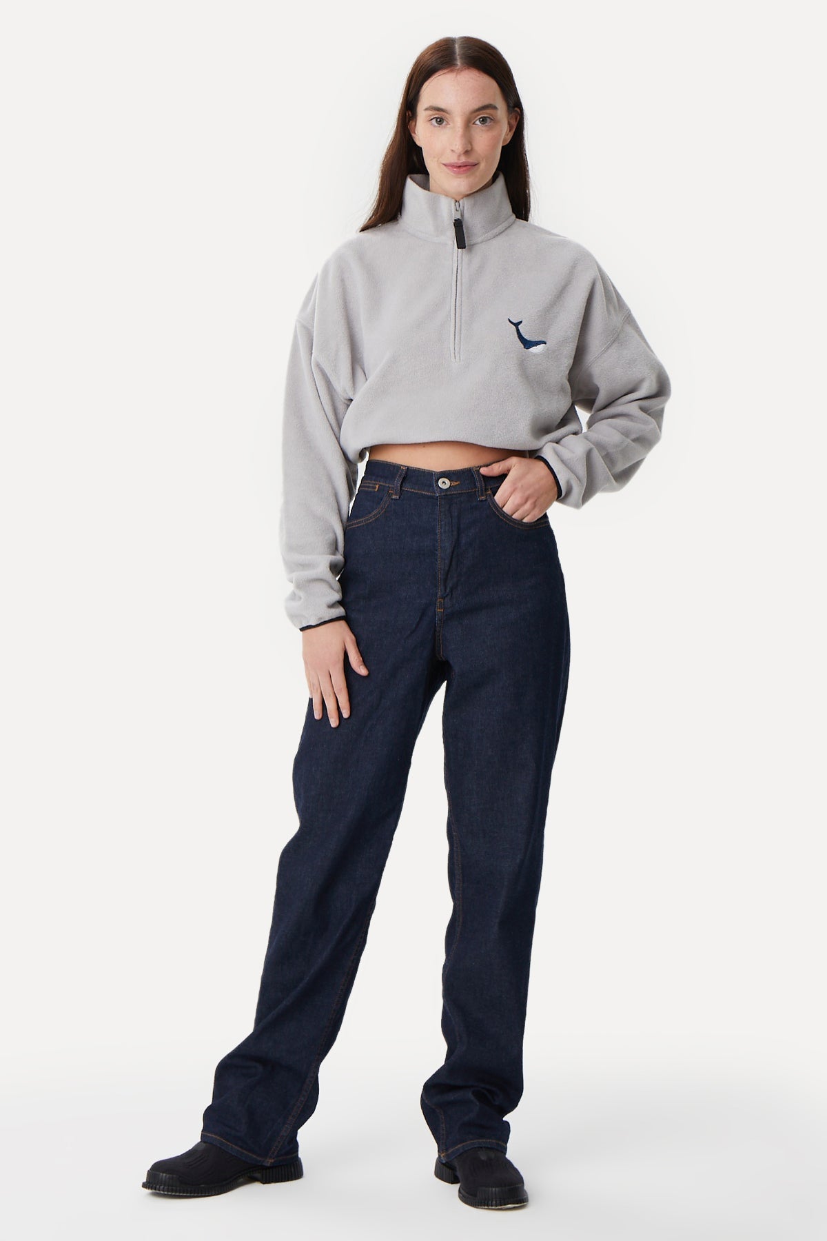 Whale Crop Fleece - Gray