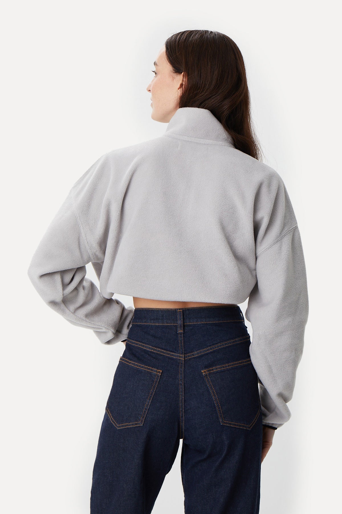 Whale Crop Fleece - Gray