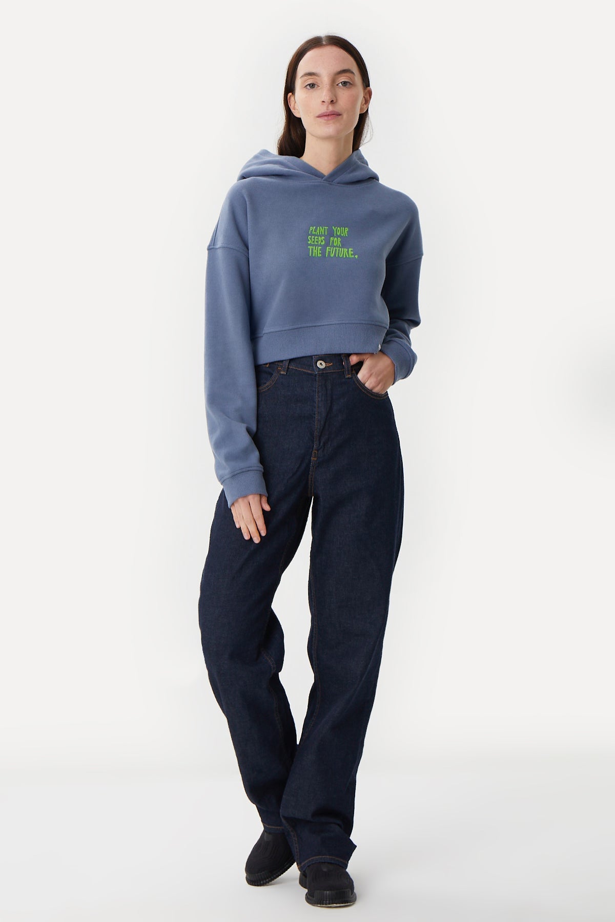 Lar Seeds Crop Hoodie - Flint Blue