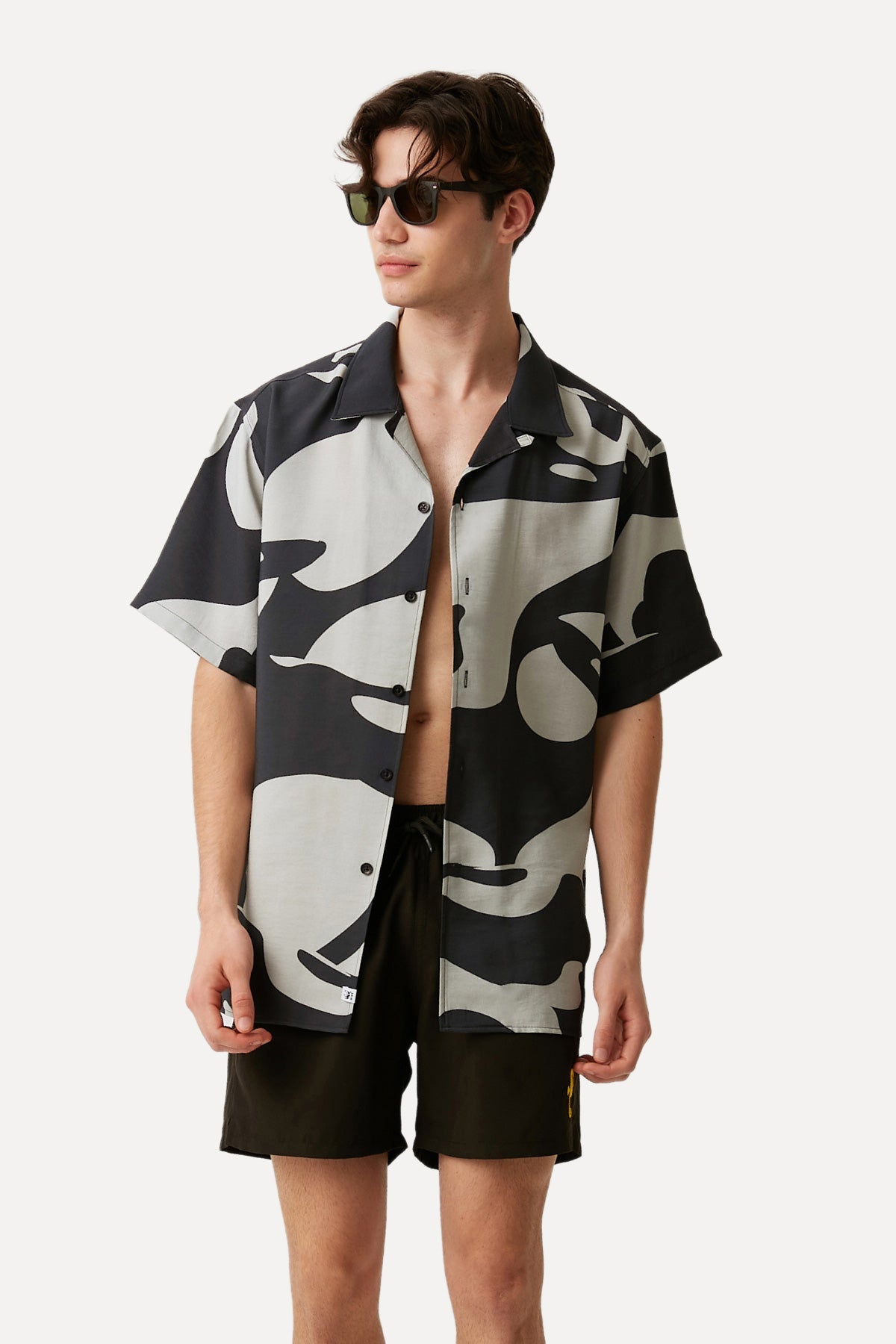 Orca All Over Print Oversize Shirt - Black