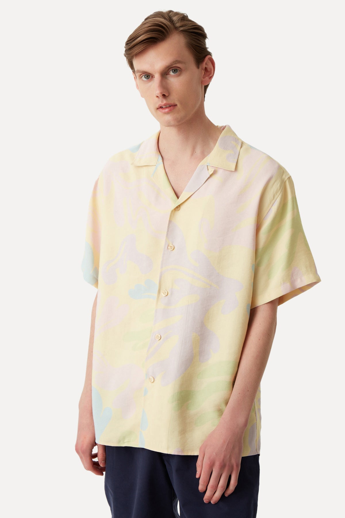 Coral All Over Print Oversize Shirt - Yellow