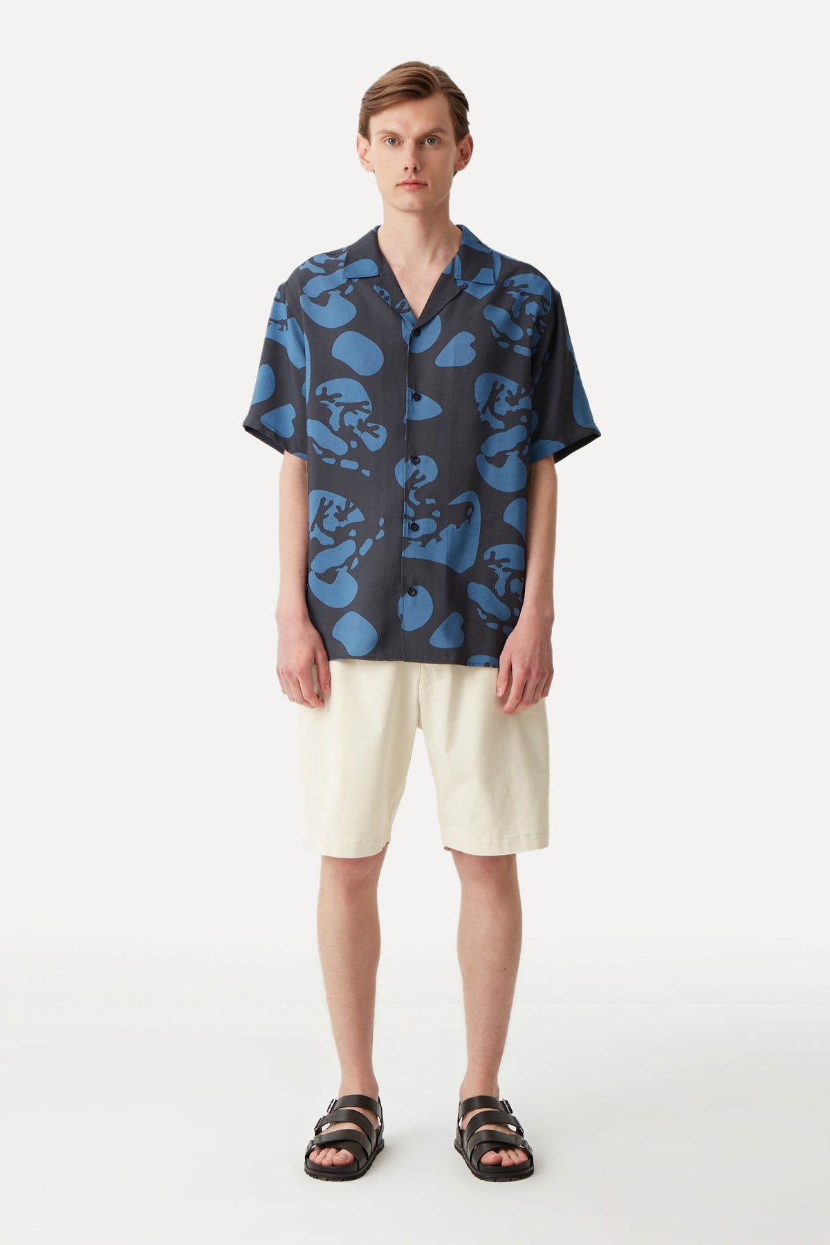 Frog All Over Print Oversize Short Sleeve Shirt - Black