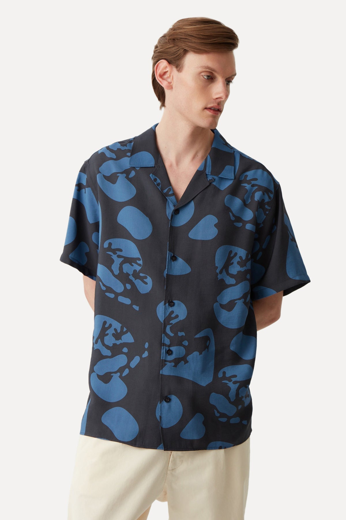 Frog All Over Print Oversize Short Sleeve Shirt - Black