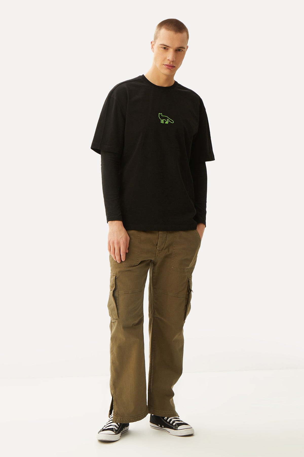 Red Fox Oversize Premium T-Shirt - Black