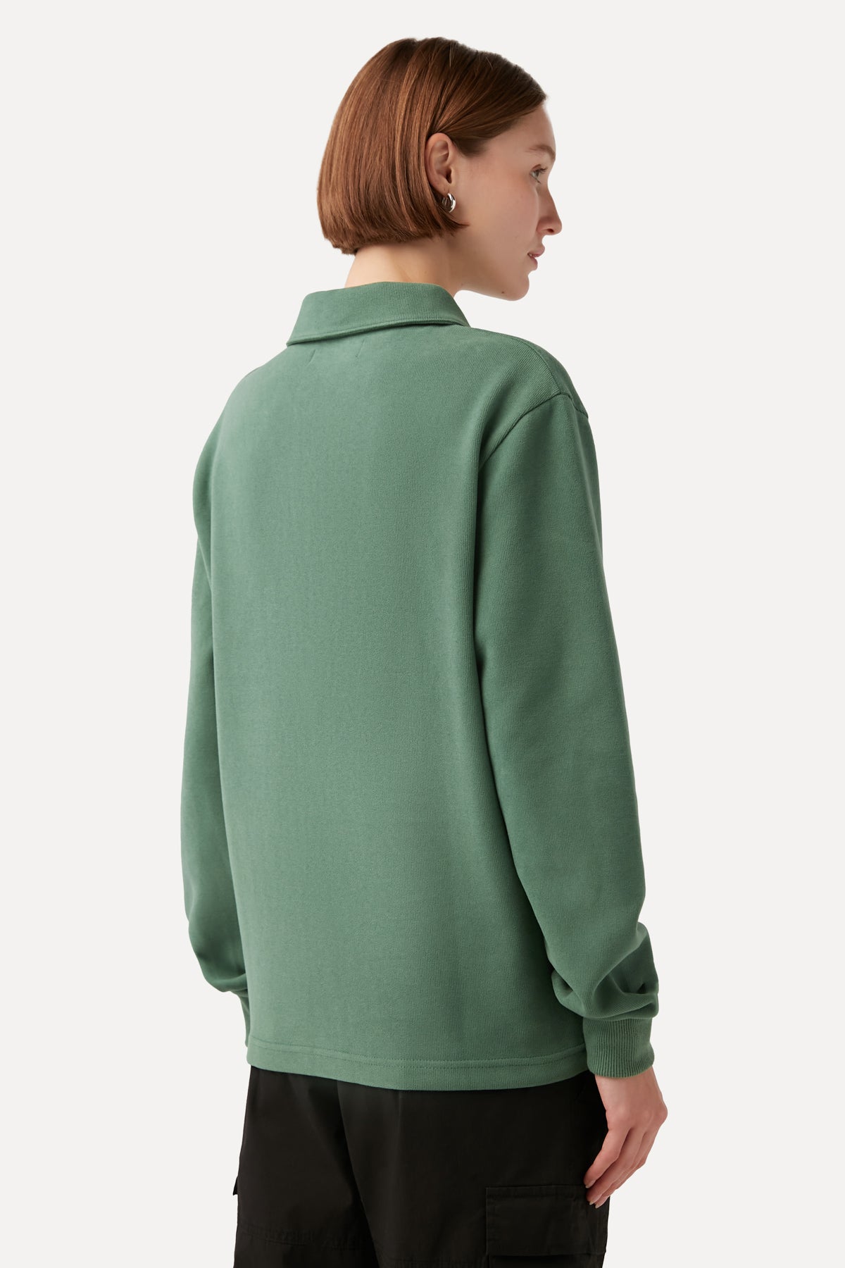 Burrowing Owl Polo Neck Sweatshirt - Green