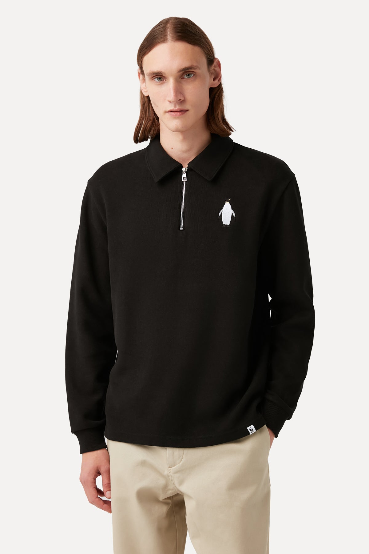 Emperor Penguin Polo Neck Sweatshirt - Black