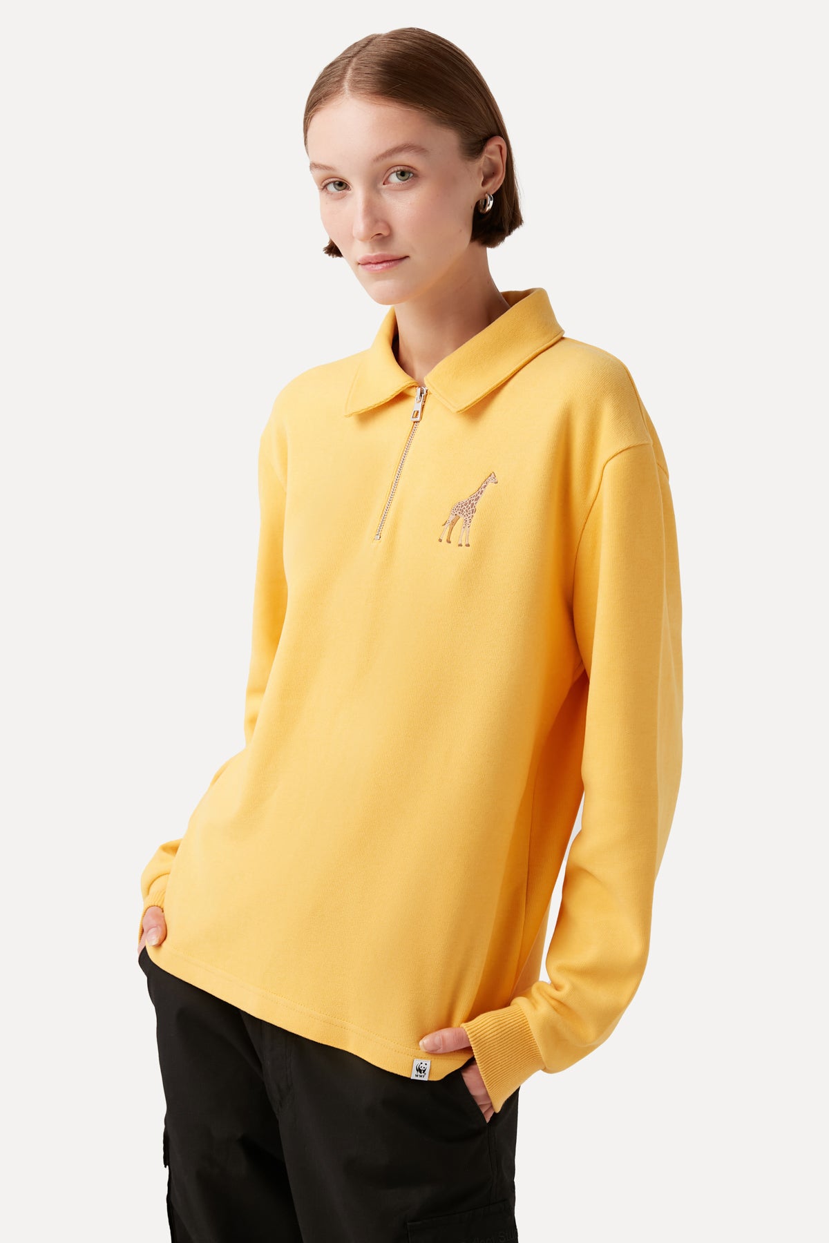 Giraffe Polo Neck Sweatshirt - Yellow