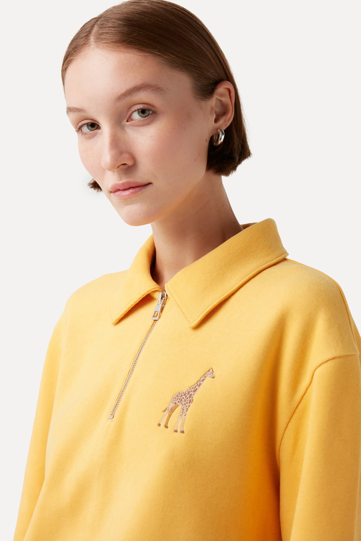 Giraffe Polo Neck Sweatshirt - Yellow