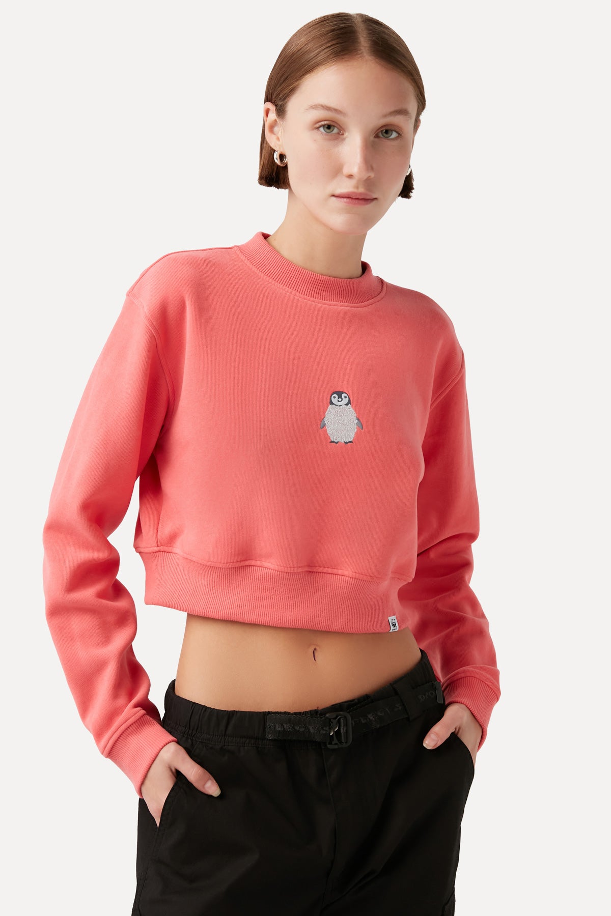 Baby Emperor Penguin Crop Sweatshirt - Pink