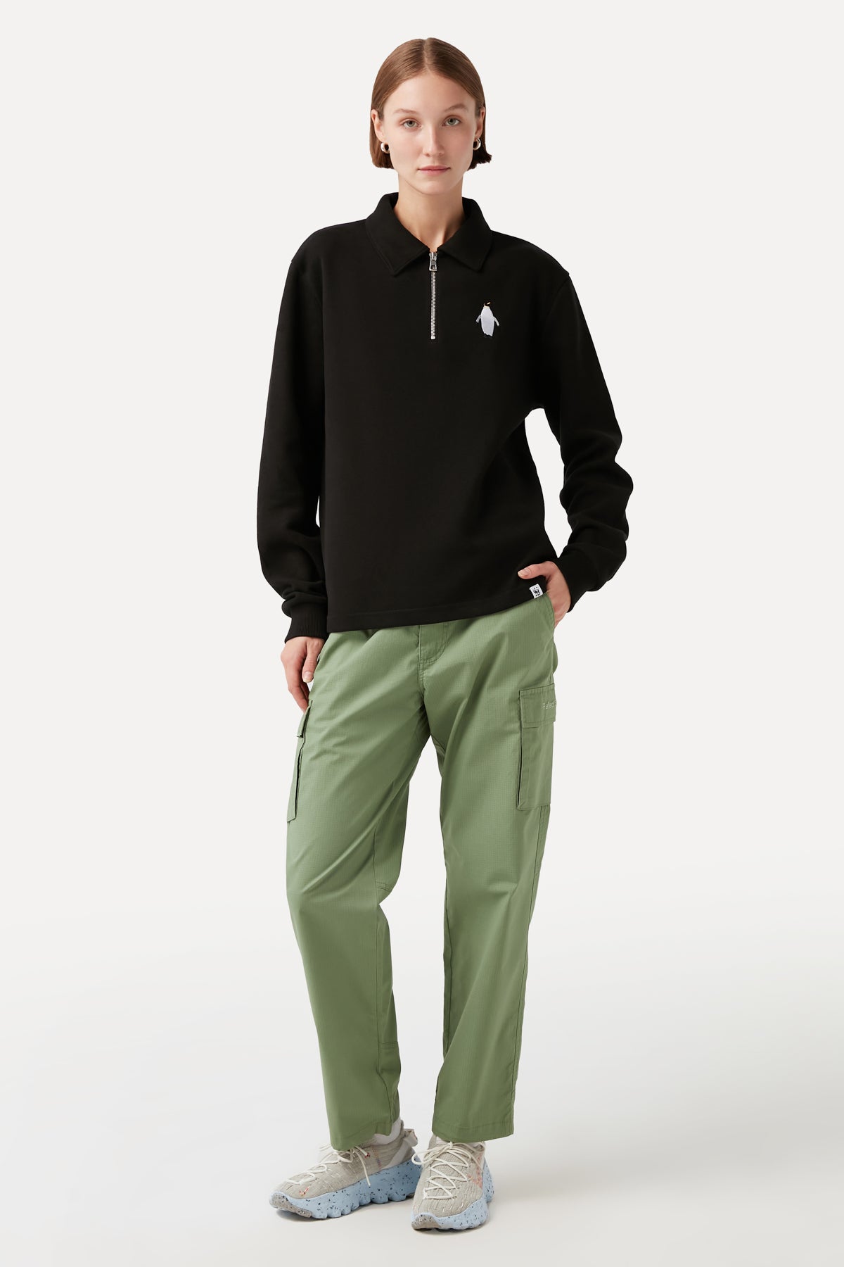 Emperor Penguin Polo Neck Sweatshirt - Black