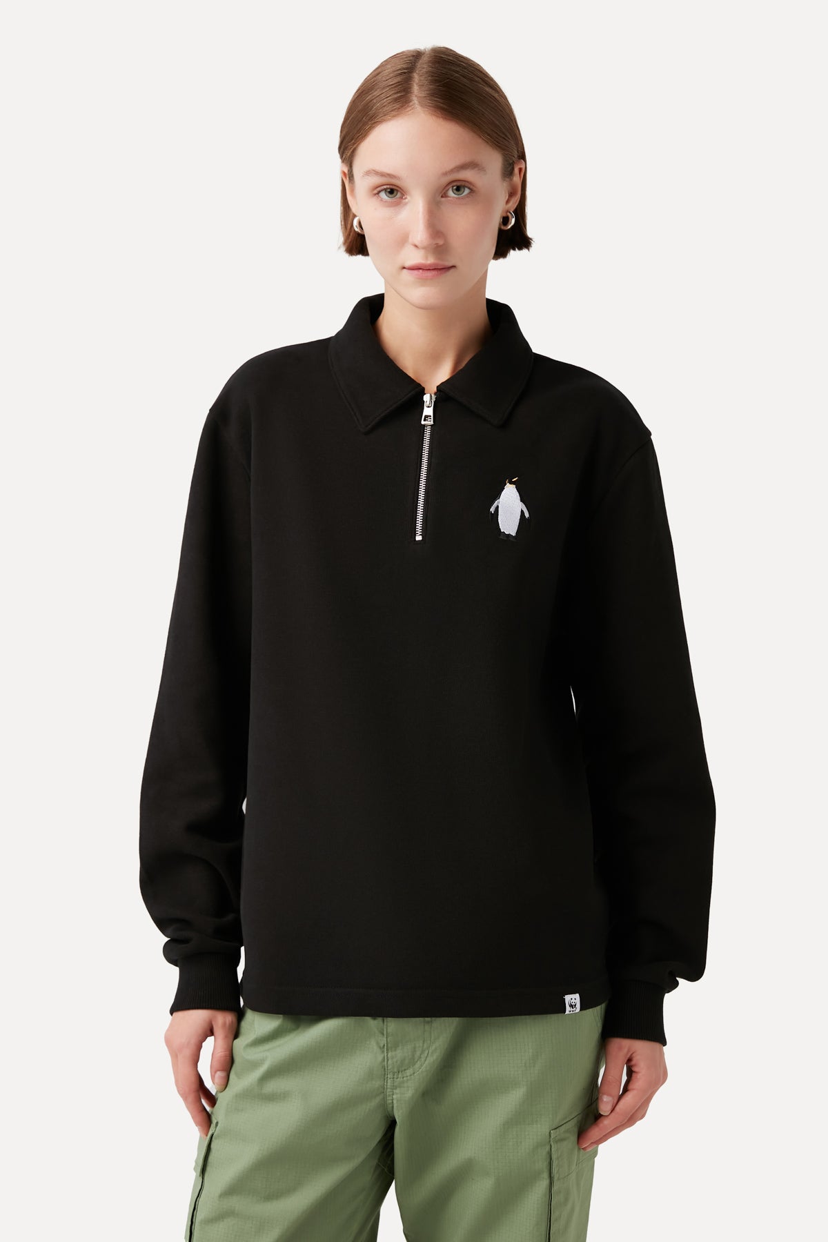 Emperor Penguin Polo Neck Sweatshirt - Black