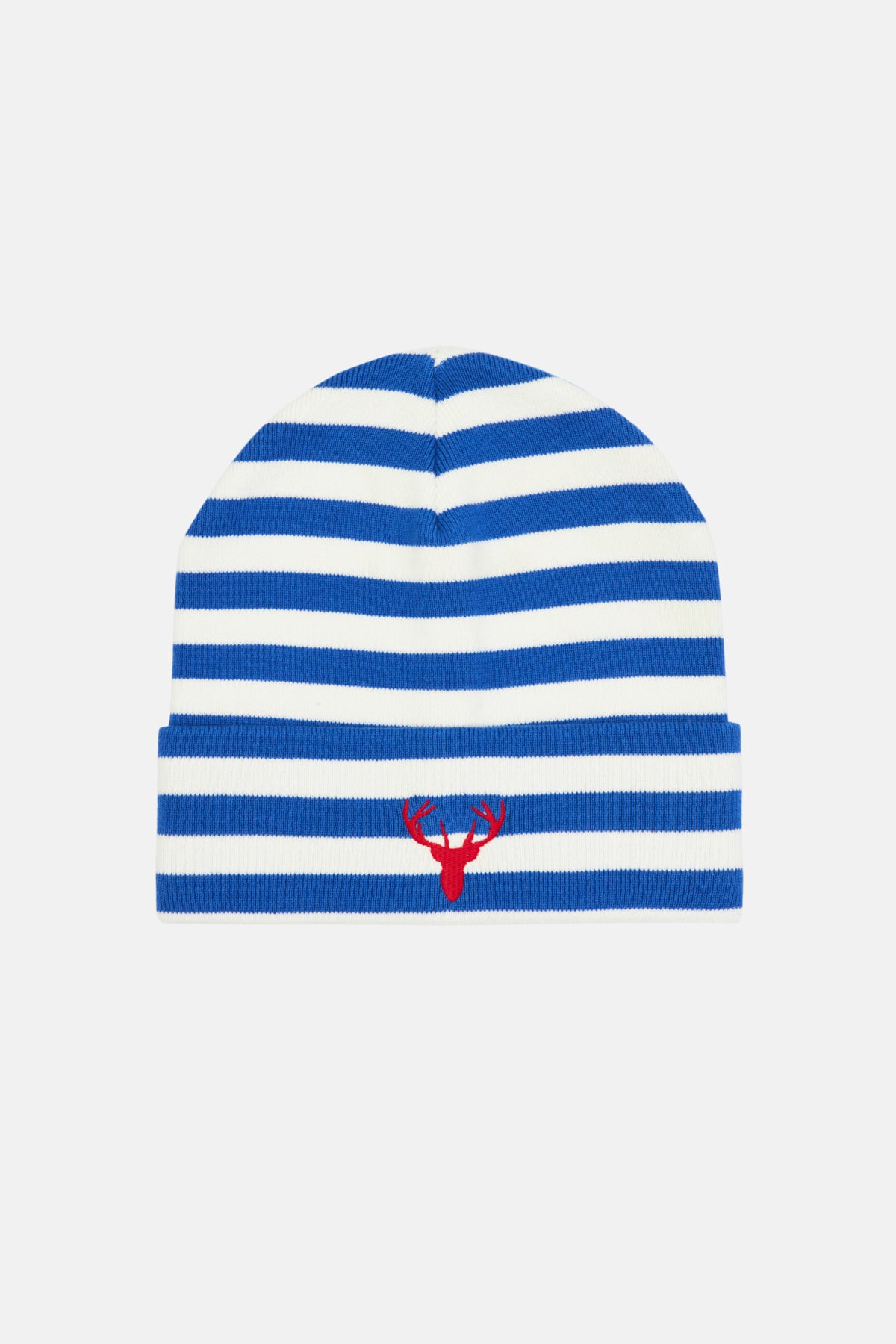 Deer Striped Beanie - Sax Blue