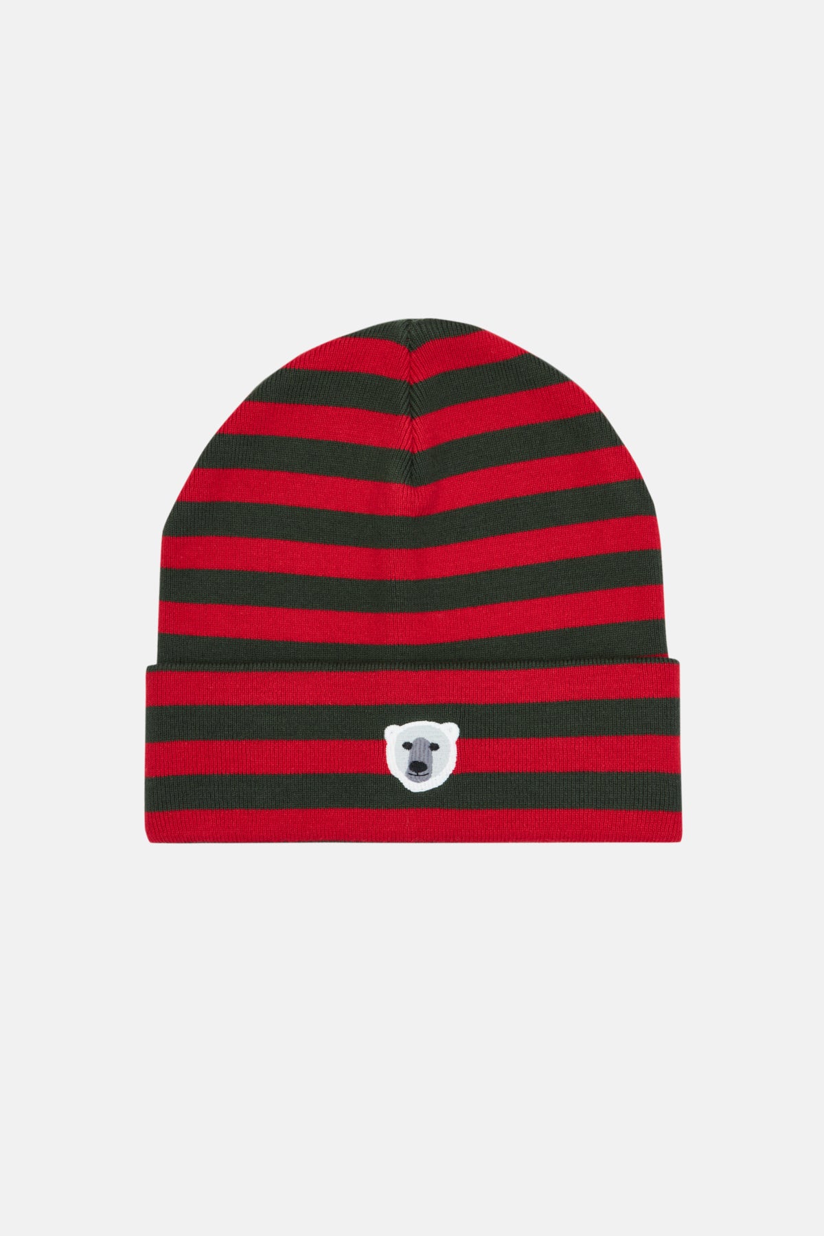 Polar Bear Striped Beanie - Khaki