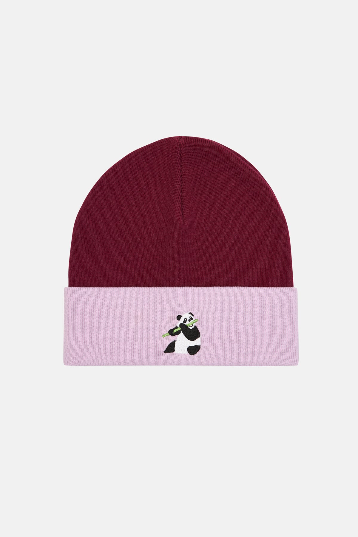 Giant Panda Beanie - Burgundy/Lilac