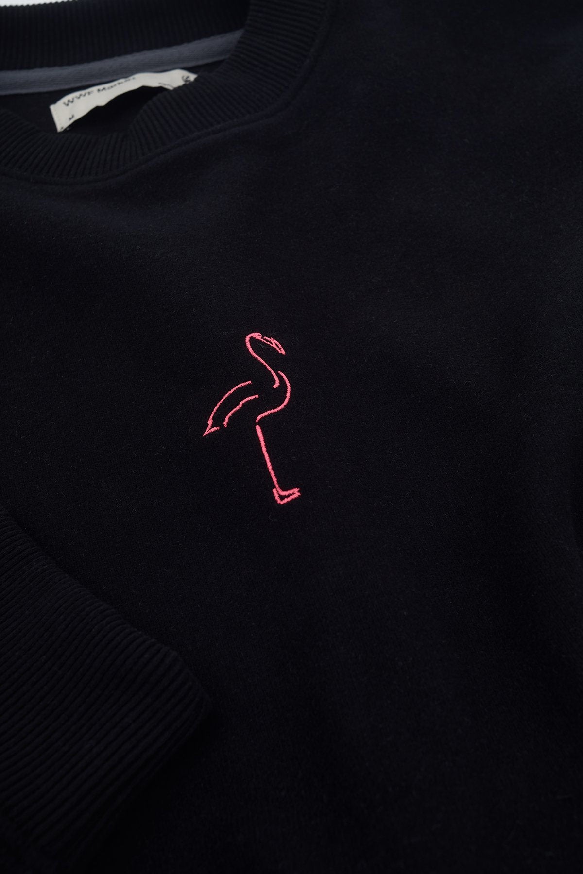 Flamingo Crop Sweatshirt - Black