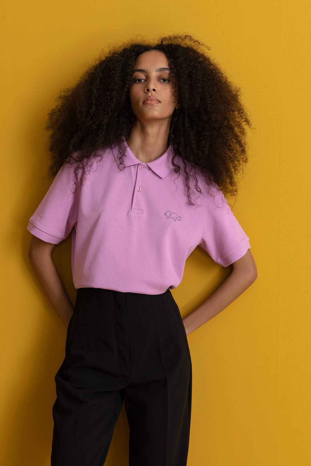 Rhino Outline Polo T-Shirt - Lilac