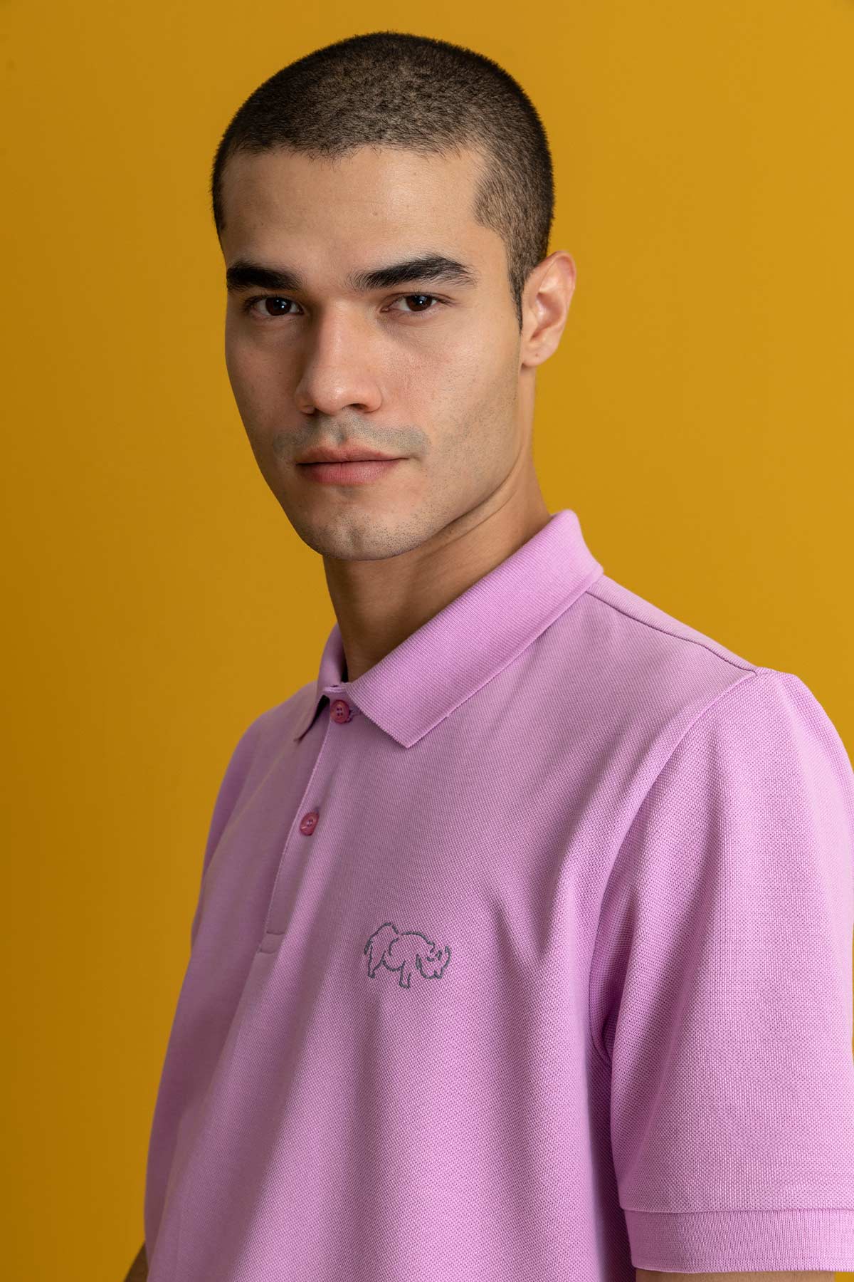 Rhino Outline Polo T-Shirt - Lilac