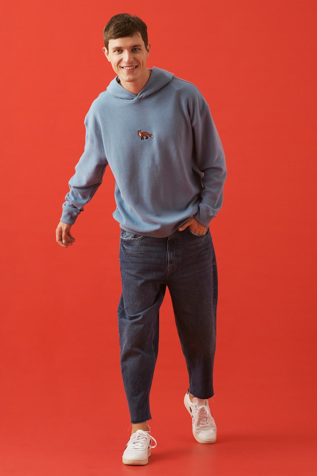 Red Fox Hoodie - Blue
