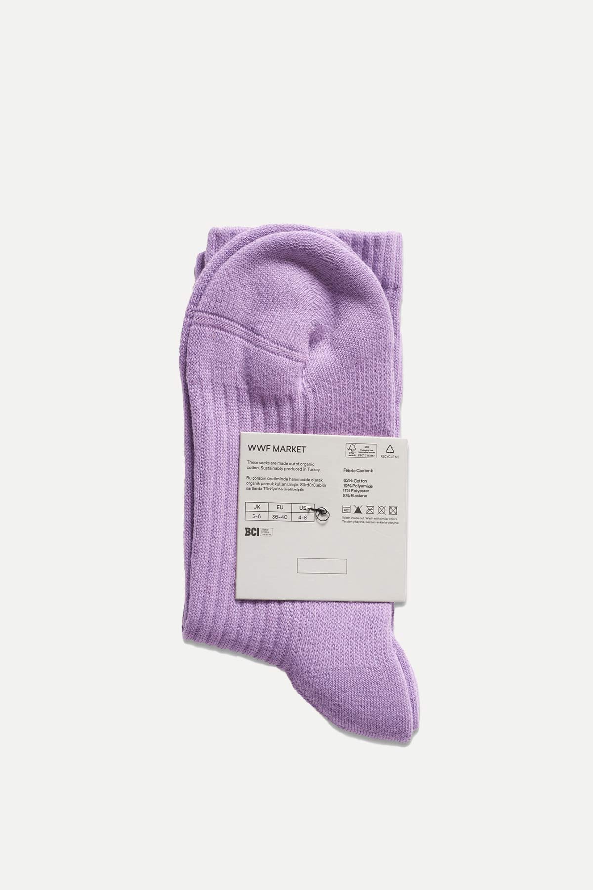 Panda Towel Socks - Lilac