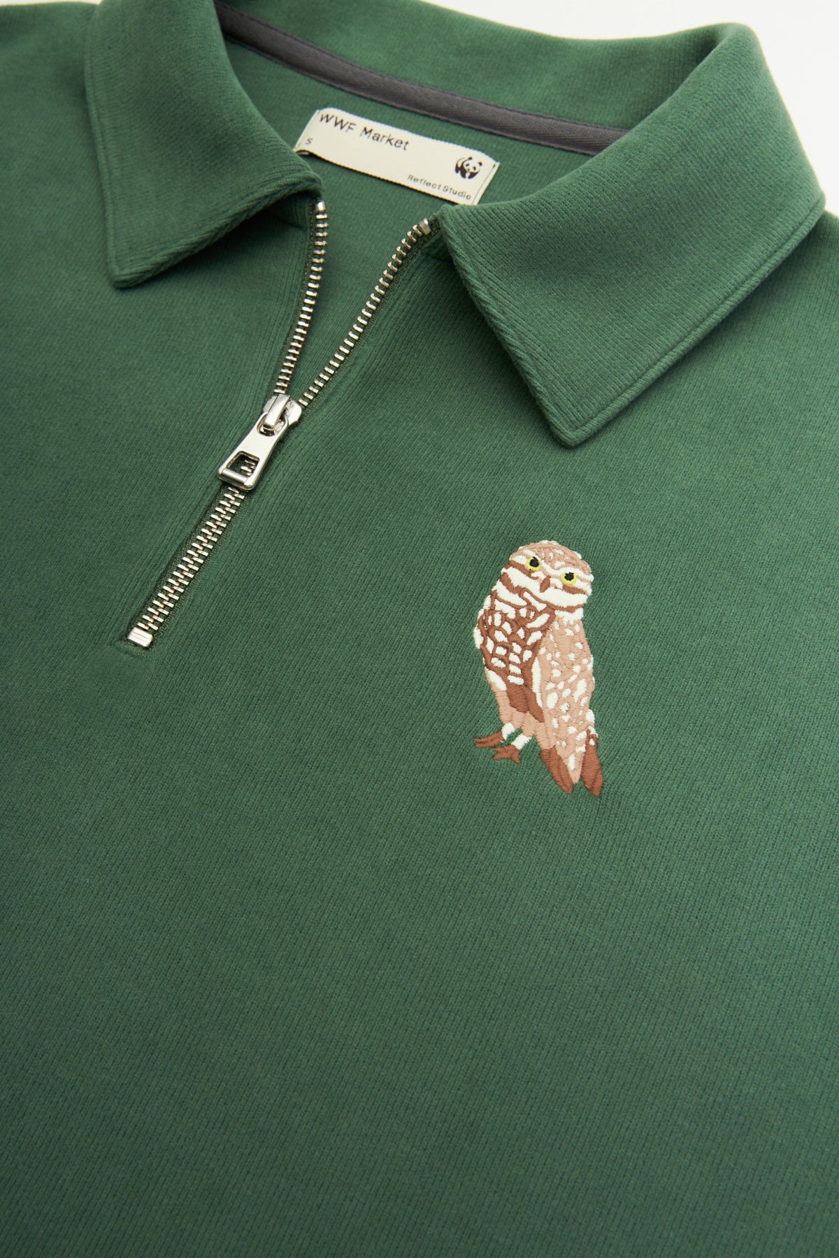 Burrowing Owl Polo Neck Sweatshirt - Green