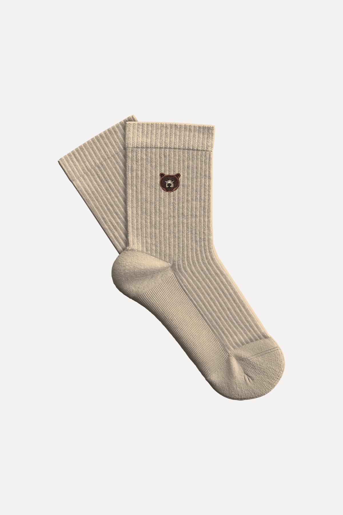 Brown Bear Towel Socks - Dark Beige