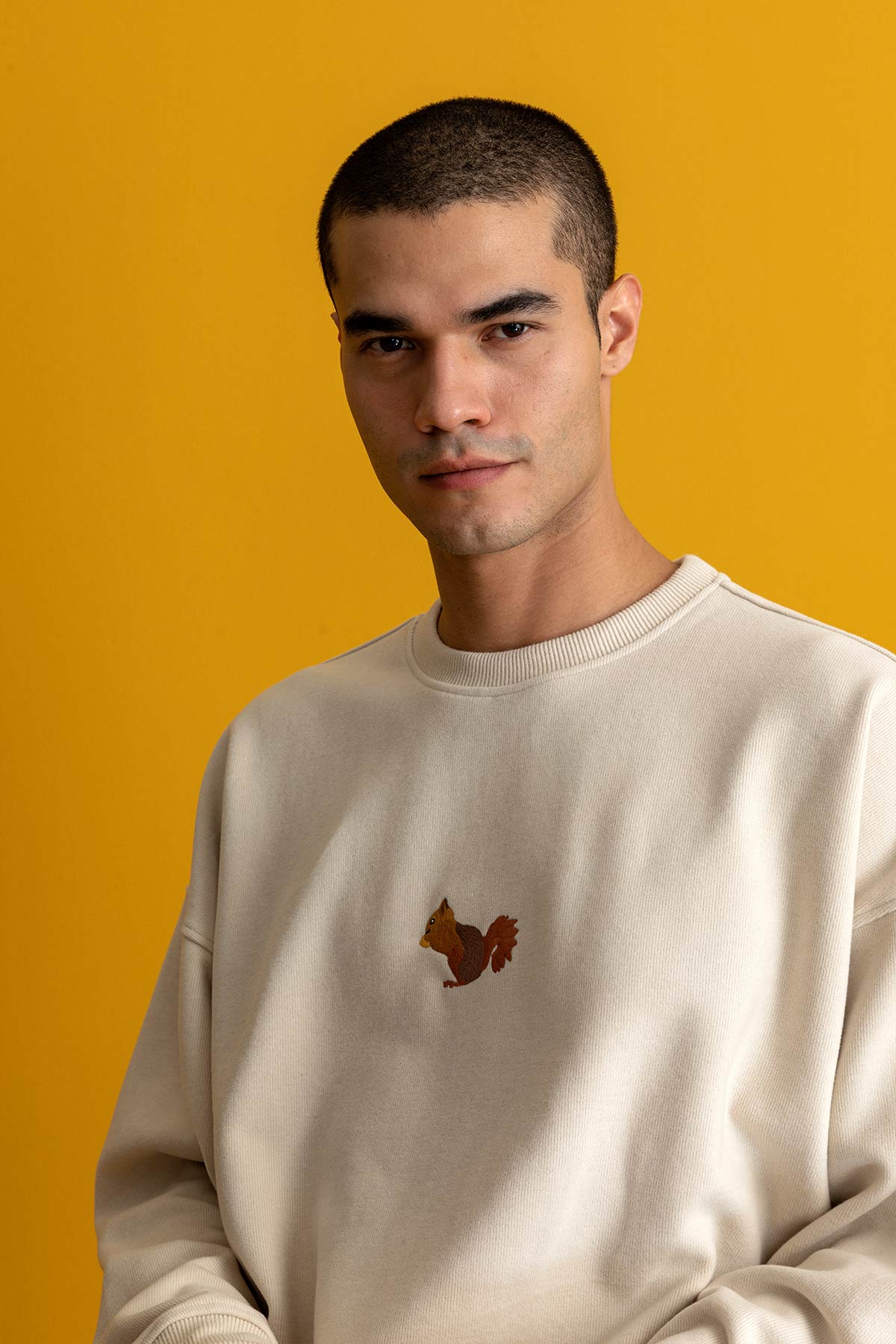 Squirrel Sweatshirt - Parchment Beige